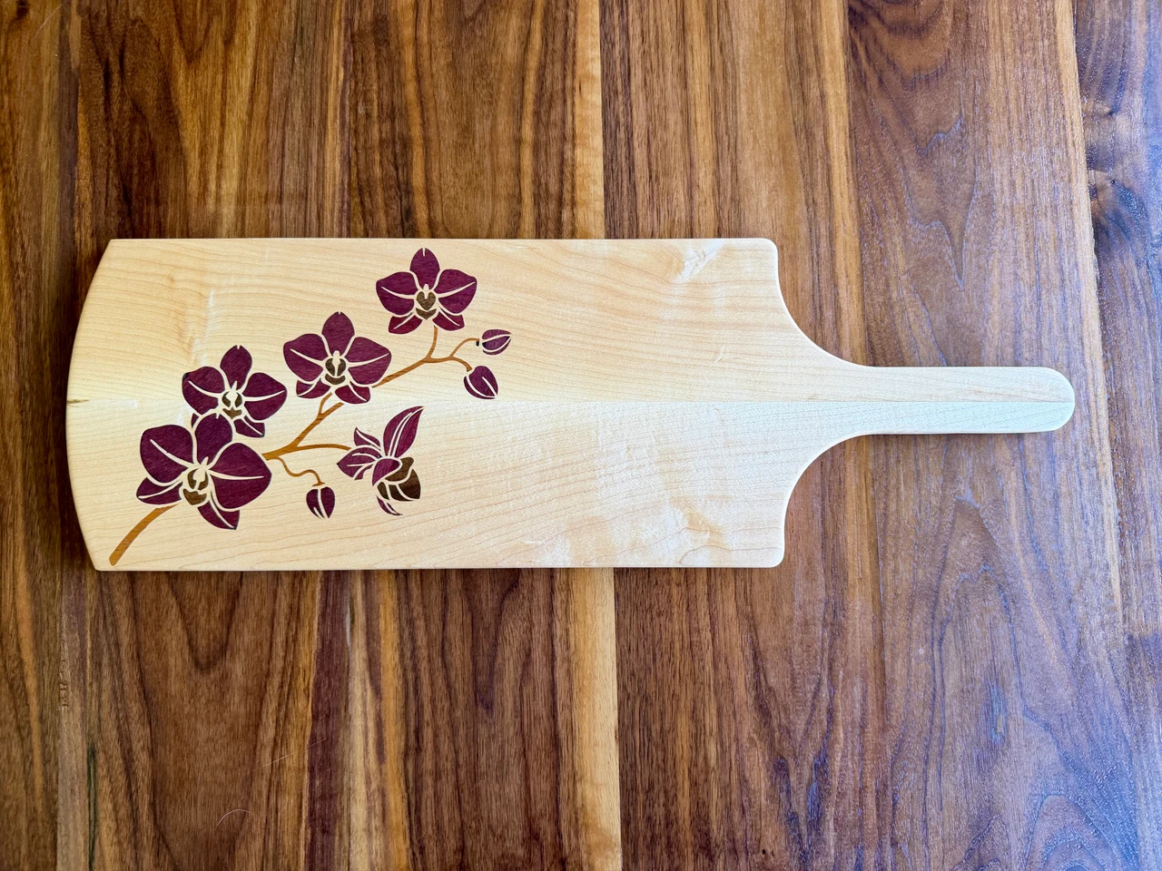 Floral cheese board — Maple | Purpleheart | Walnut | Mahogany
